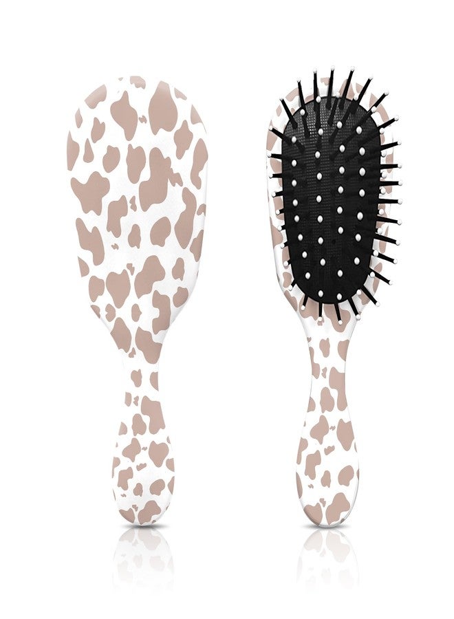 GABraden Mini Hair Brush,Cute Detangling Travel Hair Brush,Soft Bristles for Effortless Tangle Removal,Detangler Hairbrush for Women Men Boys Girls Kids Wet Dry All Hair Types (Brown Cow, Mini) - Image 1